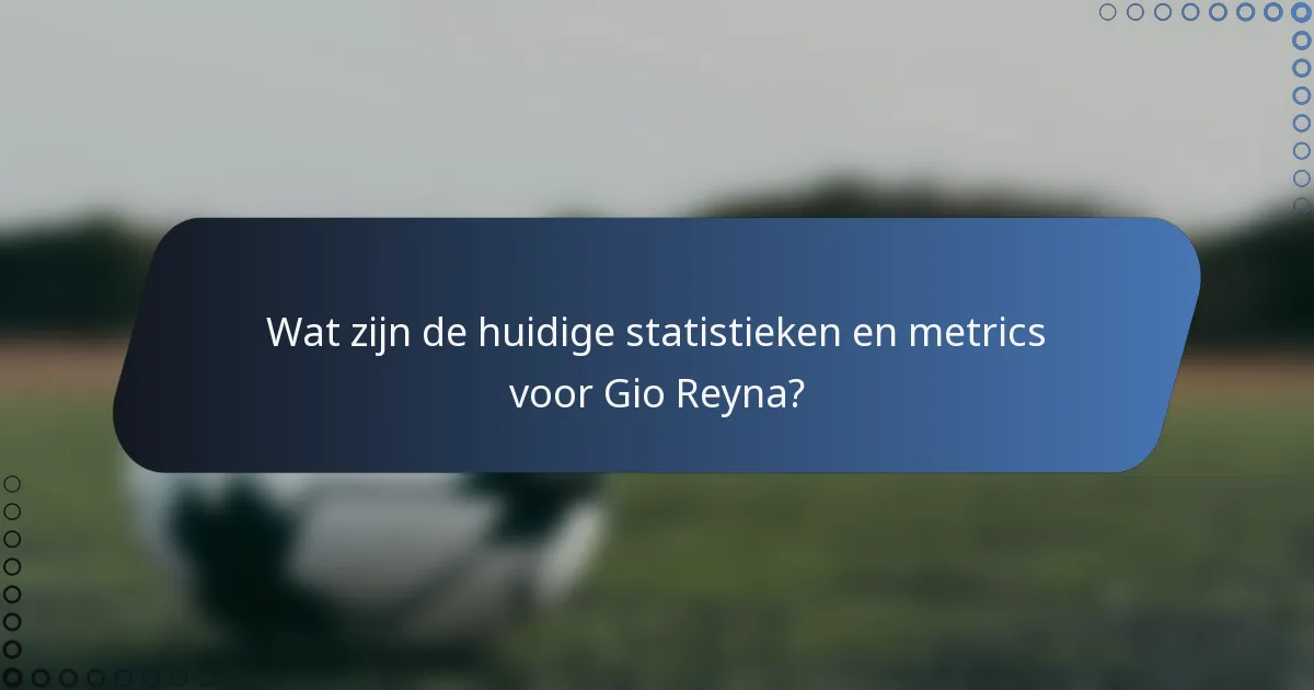 Wat zijn de huidige statistieken en metrics voor Gio Reyna?